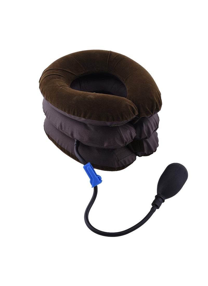 myzon myzon Portable 3 Layer Neck Pillow Tractor Massager Excerciser for Cervical Spine Neck Back Shoulder Pain Air Pillow Brown 
