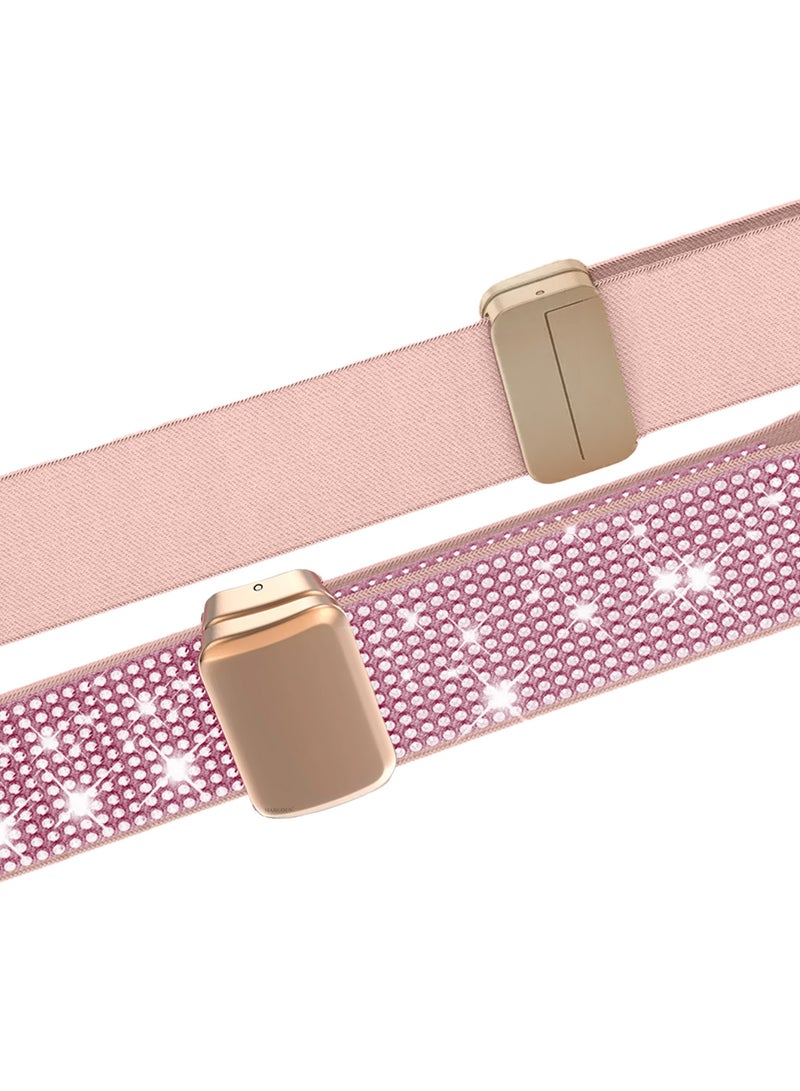 CATANES 38mm 40mm 41mm 42mm(Series 10) Elastic Band for Apple Watch Series 1-9, SE & Ultra - Rhinestone Sparkle Watch Band - Pink - Image 4