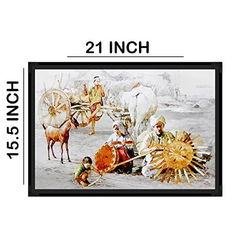 Treemaison Village Scene Painting with Frame (Black, 17 Inch x 13 Inch) - Image 2
