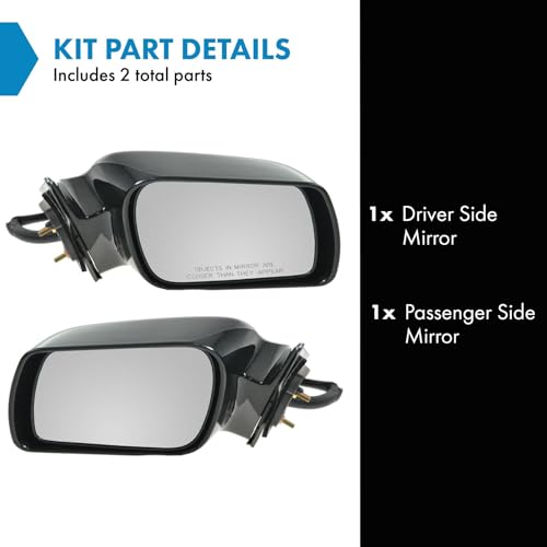 TRQ Driver & Passenger Side Mirror Set without Heat Compatible with 2000-2004 Toyota Avalon TO1320164 TO1321164 - Image 2