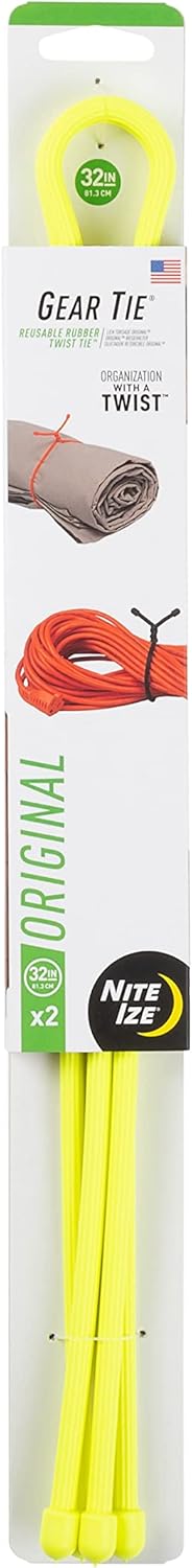 NiteIze نايت آيز إنك GT32332R3 نايت آيز الأصلية معدات مطاطية قابلة لإعادة الاستخدام 32 بوصة 2 عبوة نيون أصفر مصنوعة في الولايات المتحدة الأمريكية رباط ملتوي 322 عبوة - Image 1