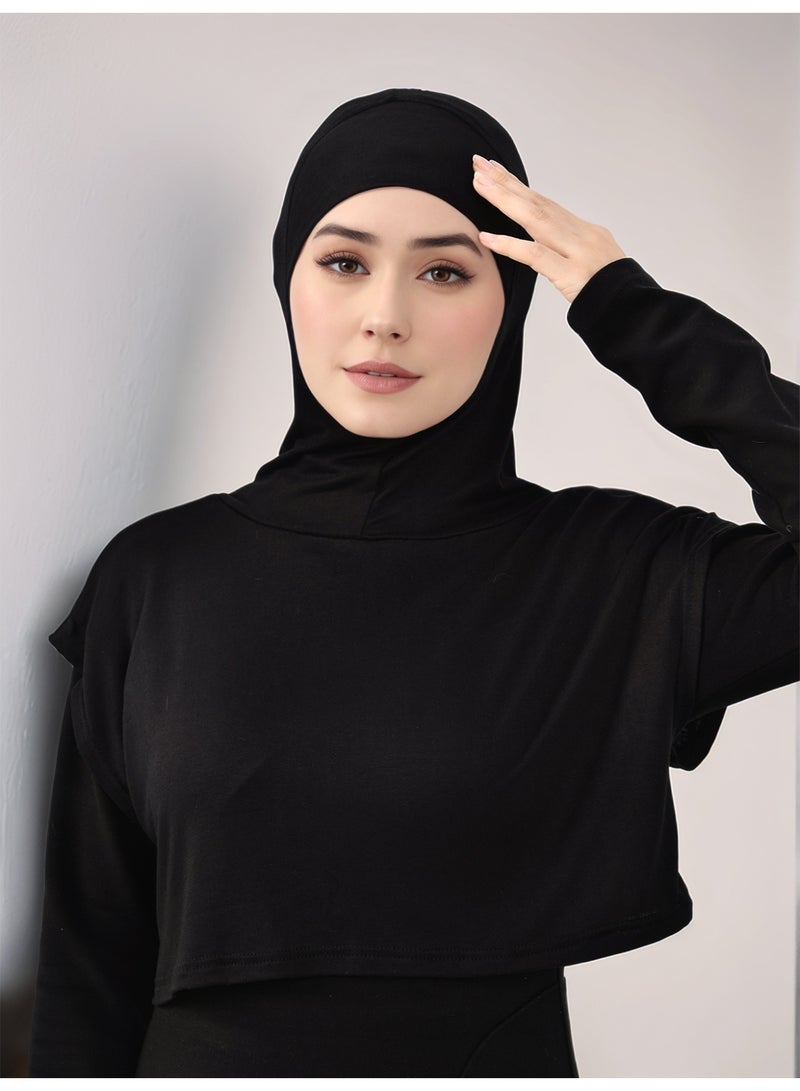 Sport Hijab Hooded Inner Fake Collar Head Cover Inner Hijab Plain Modal Cotton All Season Muslim Headscarf Accessories  - Image 1