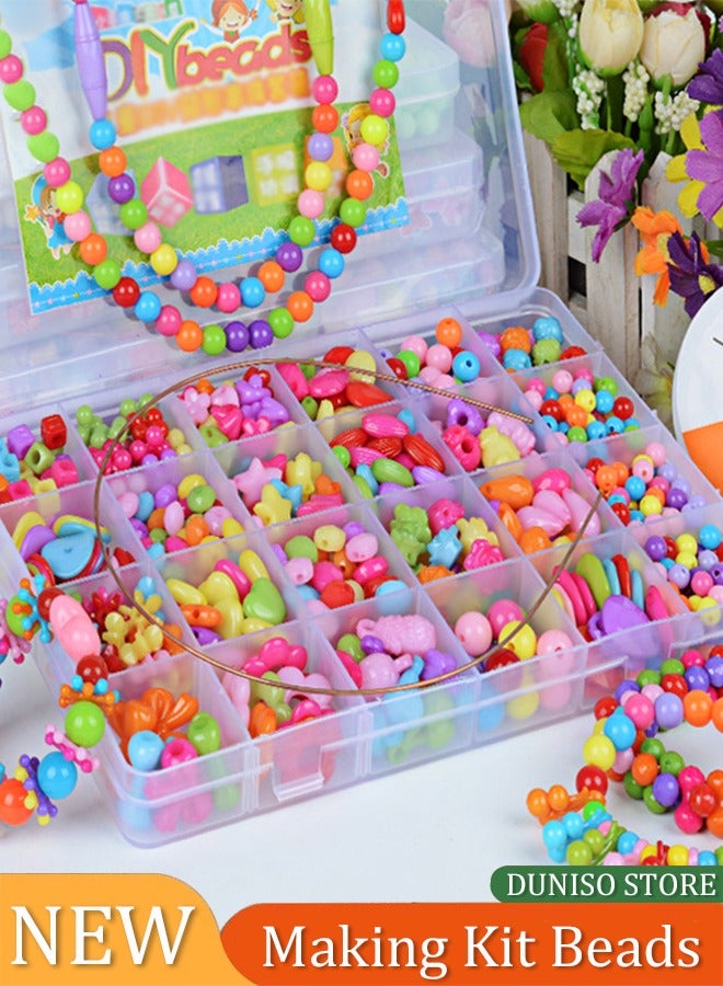 إسكدنيا مجموعة خرز لصنع المجوهرات للأطفال والبالغين والأطفال والحرف اليدوية والقلائد والأساور والحروف الأبجدية الملونة من الأكريليك مع صندوق أدوات صناعة الخرز مع الملحقات - Image 1