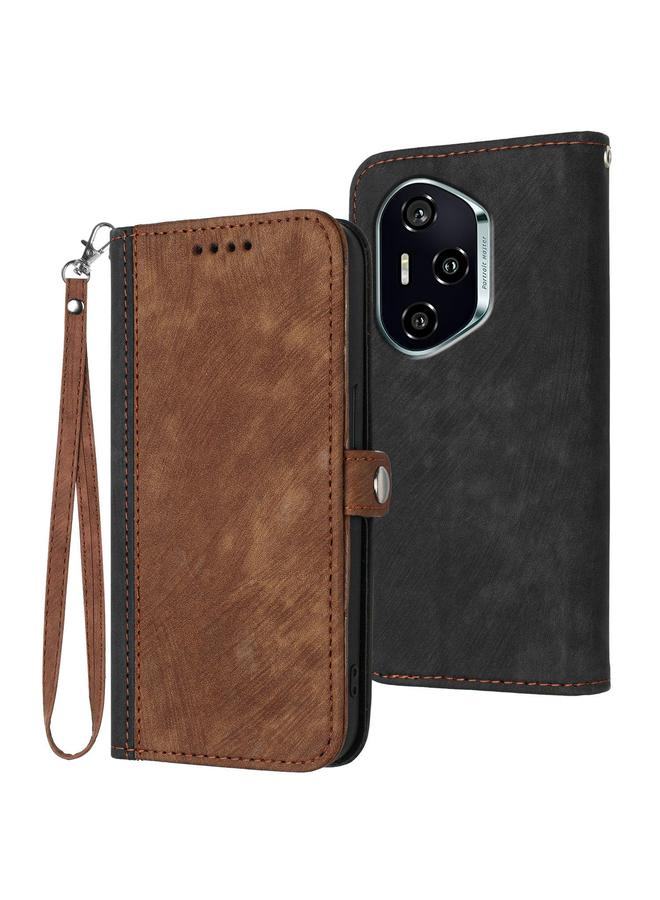 Green Tiger Case For Honor 400 Side Buckle Double Fold Hand Strap Leather Phone Case  - Image 1