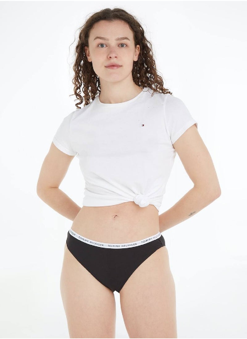 TOMMY HILFIGER Women's 3-Pack Logo Waistband Briefs Underwear Bottoms, Grey/ White/ Black  - Image 4