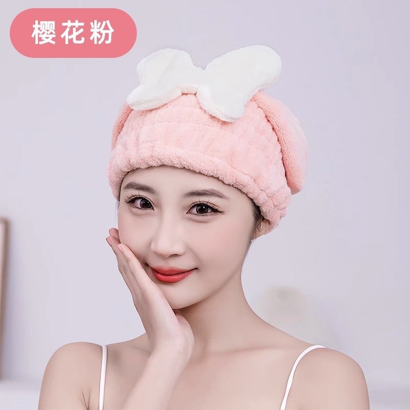 Generic 2023 new cute hair drying towel hair washing shower cap Womens bag headscarf hair drying cap super absorbent quick-drying cap thickened Camellia powder