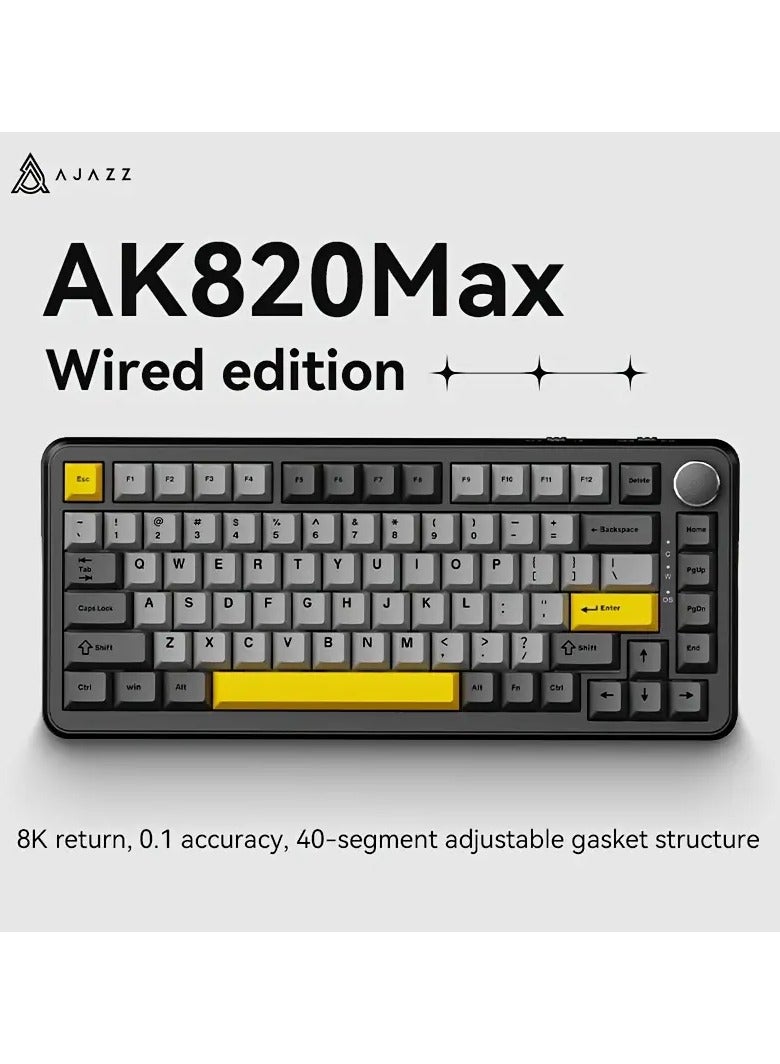 إيه جاز لوحة مفاتيح كيبورد ميكانيكية مغناطيسي من أجاز AK820 Max Plus  للألعاب ب 82 مفتاحًا مع مفتاح مغناطيسي من النوع C / لاسلكي 2.4 جيجا هرتز / بلوتوث تصميم ميكانيكي محسن بنمط وسادة، تأثيرات إضاءة RGB رائعة للألعاب على الكمبيوترالرياضات الإلكترونية والاستخدام المكتبية لوحة مفاتيح ألعاب للكمبيوتر، معدات ألعاب Eports، تصميم لوحة مفاتيح أنيق، بناء لوحة مفاتيح متين - Image 2