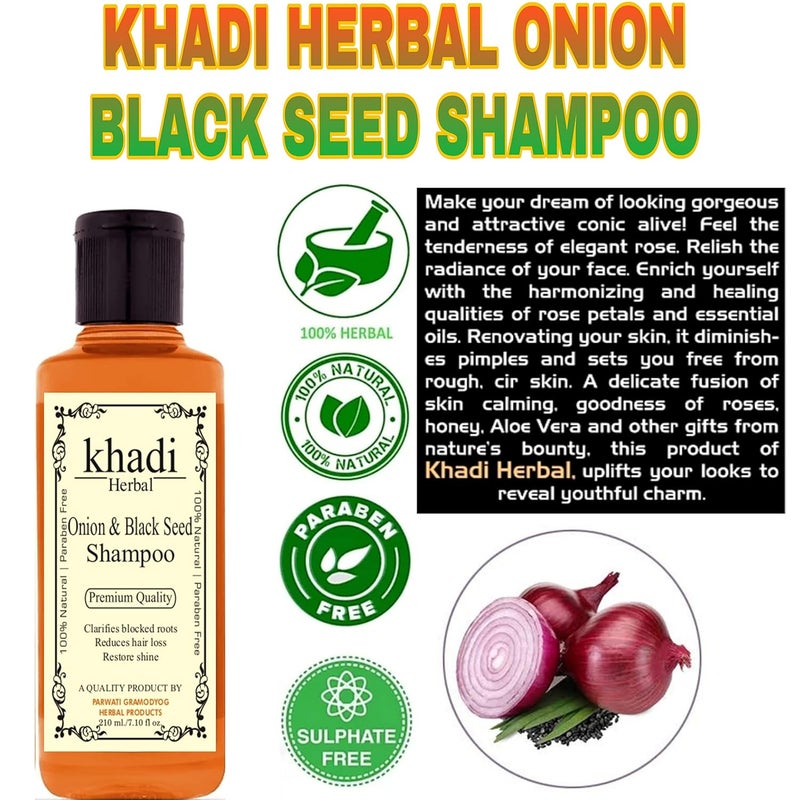 Khadi Herbal Herbigiri Herbal Onion Black Seed Shampoo For Fresh Strong and Shining Hair Hair Fall Control Hair Strengthening  Paraben Free Natural 840 ML - Image 2