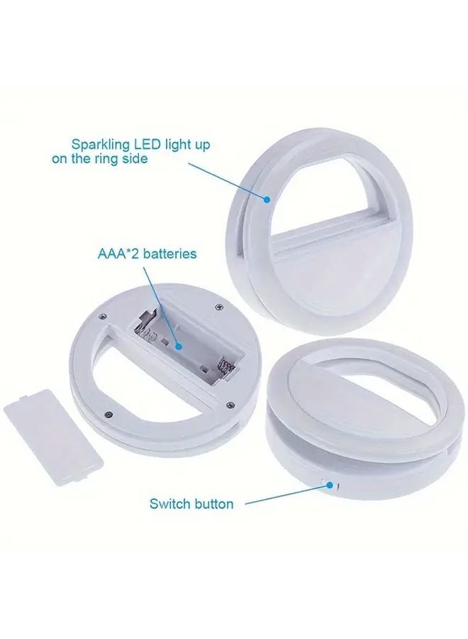 ضوء حلقي أسود للسيليفي يعمل بصمامات ثنائية باعثة للضوء، ضوء ملء محمول للهاتف للبث المباشر والفيديو والصور، يعمل بالبطارية، سهل التنظيف - Image 4