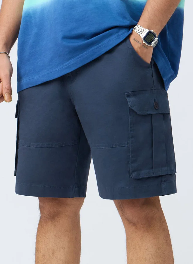 The Souled Store The Souled Store Men Regular Fit Solid Navy Blue Cargo Shorts