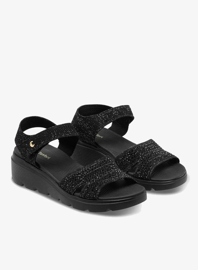 لو كونفورت Women Embellished Flatform Heel Sandals