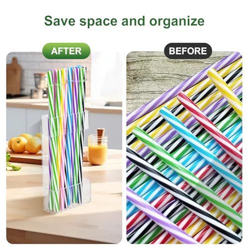 BERBAM 2 PACK Acrylic Straw Holder for Cabinet Doors, Reusable Straw Organizer with Ultra-Sticky Adhesive, Small Kitchen Accessories Container, Fits Both Short & Long Straws (Transparent) - Image 4
