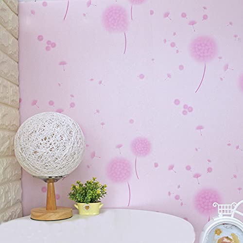 wolpin Wall Stickers PVC Wallpaper Hall Decor (45 x 500 cm) Pink Dandelion DIY Home Decoration Self Adhesive Flowers, Pink - Image 4