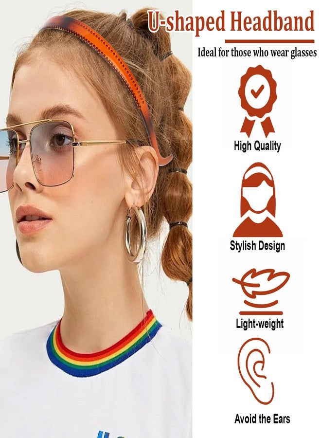 ACO-UINT 6 Pack No Pressure Headbands for Women, Sunglasses Headband for Glasses Wearers, Non Slip Thin Plastic Hair Bands with Teeth, Fashion Head Band for Women (Earth Color) - Image 4