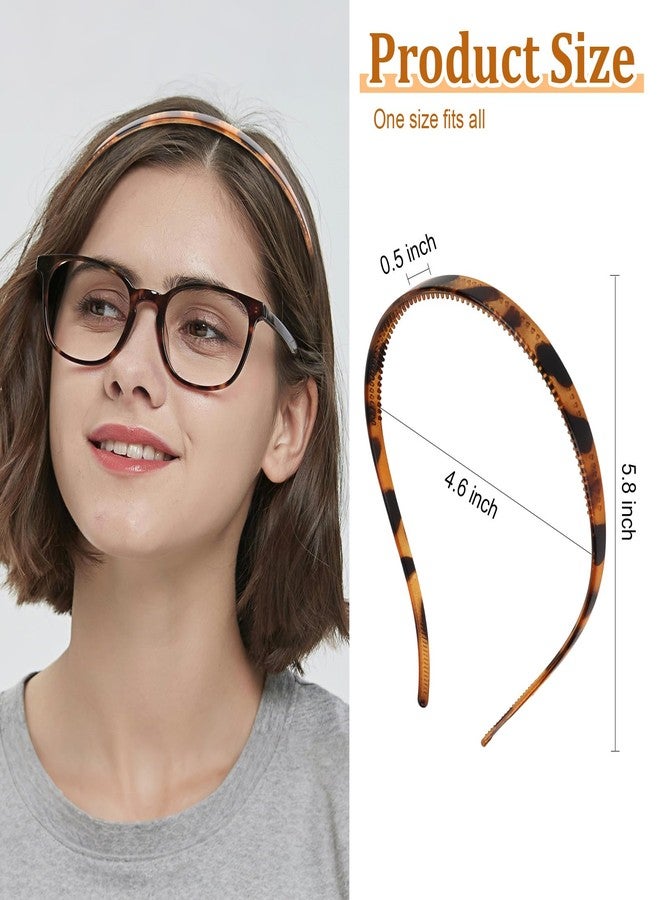 ACO-UINT 6 Pack No Pressure Headbands for Women, Sunglasses Headband for Glasses Wearers, Non Slip Thin Plastic Hair Bands with Teeth, Fashion Head Band for Women (Earth Color) - Image 2