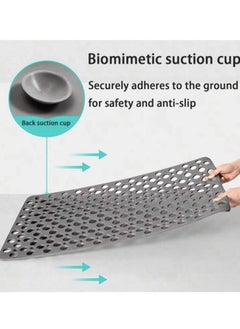 Kutis 1-Piece Non-Slip Bath Mat With Vacuum Suction Cup PE Grey 75x43 Centimeter  - Image 5