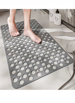 Kutis 1-Piece Non-Slip Bath Mat With Vacuum Suction Cup PE Grey 75x43 Centimeter  - Image 1