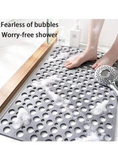 Kutis 1-Piece Non-Slip Bath Mat With Vacuum Suction Cup PE Grey 75x43 Centimeter  - Image 3