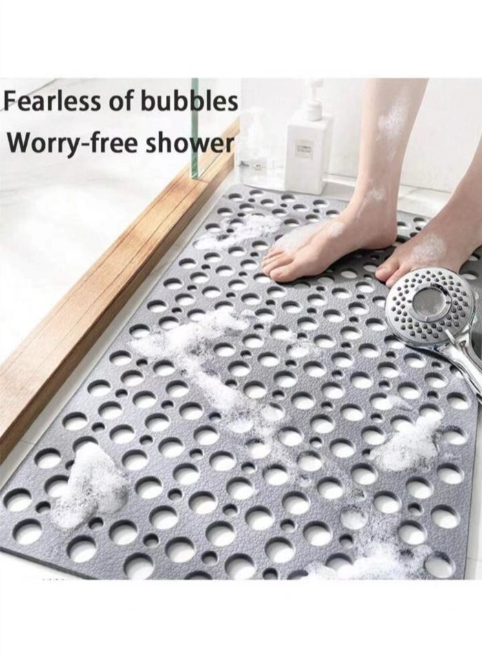 Kutis 1-Piece Non-Slip Bath Mat With Vacuum Suction Cup PE Grey 75x43 Centimeter  - Image 3