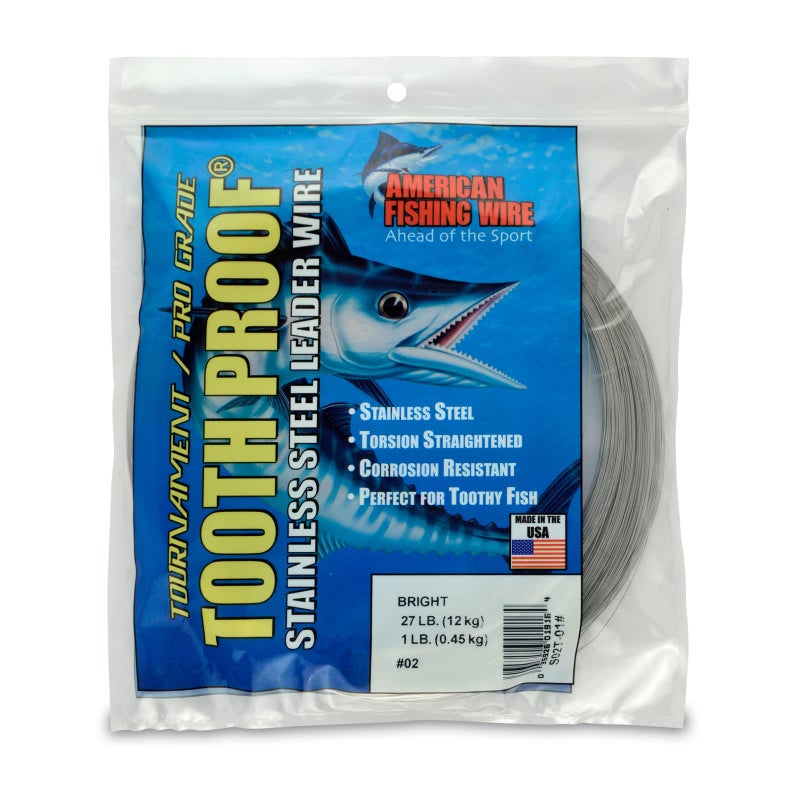 AFW #5 Tooth Proof Stainless Steel Single Strand Leader Wire, 44 lb Test, Bright, 30 ft - Image 1