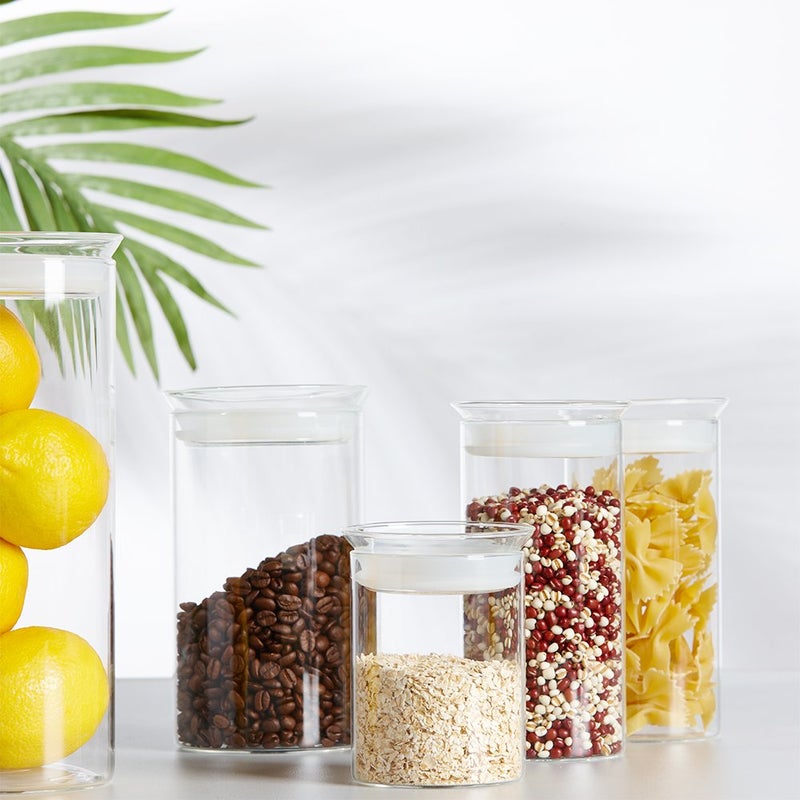 ZENS Glass Canisters Jar with Lid  Airtight Sealed 15 Fluid Ounce Spice Jars Sets of 2  Clear Small Kitchen Storage Containers for Herbs Tea 4.76 x 3.15 IN - Image 5