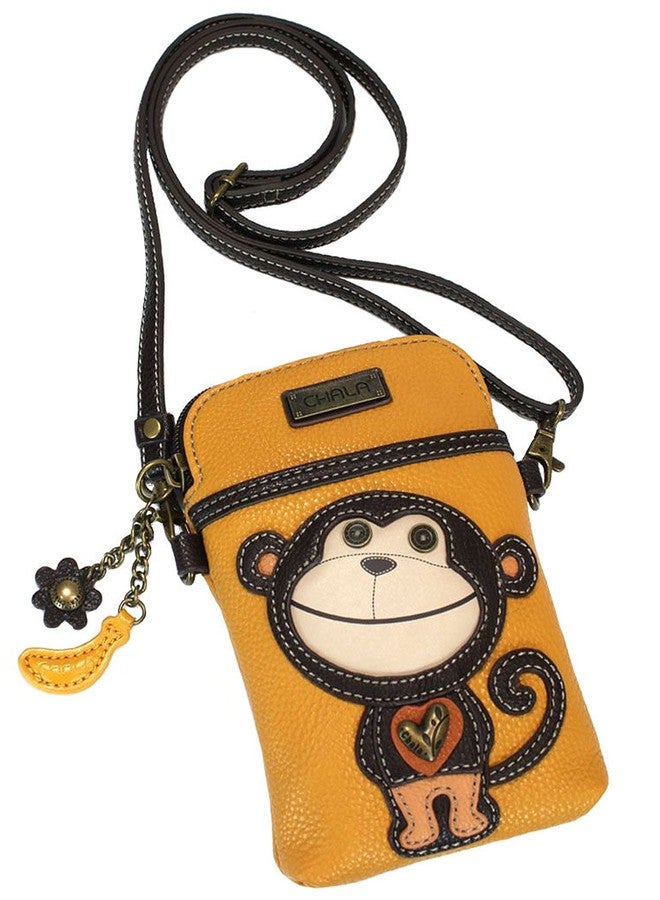 Chala Group Monkey Cellphone Crossbody Handbag - Convertible Strap, Yellow, 5" x 7.5" x 1" - Image 1