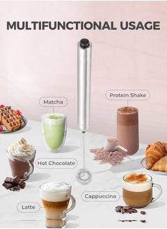 Cafelffe Milk Frother With 350ML Milk Pitcher Electric Milk Foamer Portable Mini Mixer Machine Handheld Espresso Mixer Battery Operated Frother Coffee Stirrer Maker For Hot Chocolate Coffee  - Image 2