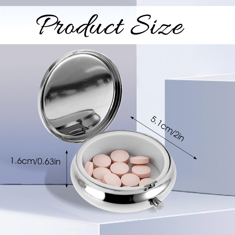 Sibba Portable Medicine Pill Case, Travel Multi-Functional Moisture Proof Pill Box for Purse & Pocket, Cute Metal Medicine Pill Organizer Box for Vitamins, Fish Oil & Supplements(1 Compartment) - Image 2