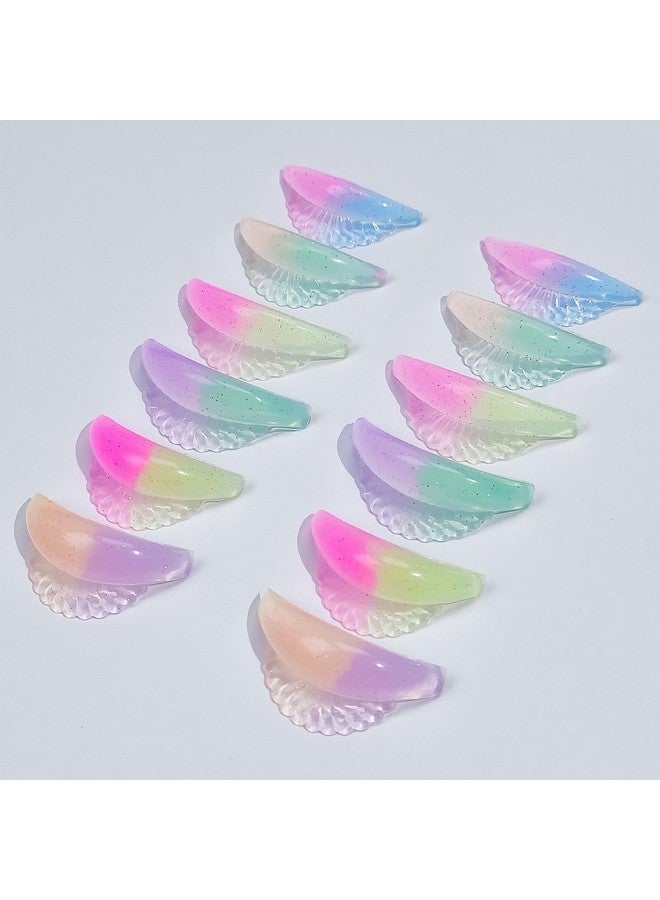 پيرمانيا وسادات رفع الرموش، 12 قطعة/6 أحجام من قضبان رفع الرموش المصنوعة من السيليكون السائل مع تجعيد على شكل حرف "C" أداة تجعيد الرموش فائقة النعومة والالتصاق، أداة تجميل للمكياج بنفسك (ملونة) - Image 1