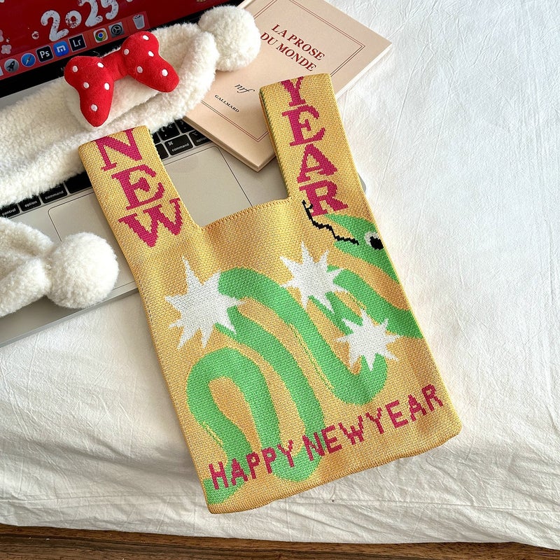 Year'S Day Handbag Red Small Bag Festive Atmosphere Carry-On Bag Cute Funny Auspicious Words - Image 1