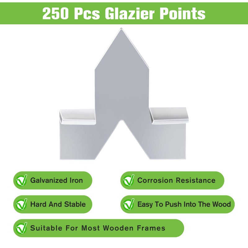 Feekoon 250 Pcs Glazier Points, Glazing Push Points for Picture Framing, Zinc Finish Picture Framing Supplies, for Glass Installation, Window Glazing and Cross Stitch - Image 5