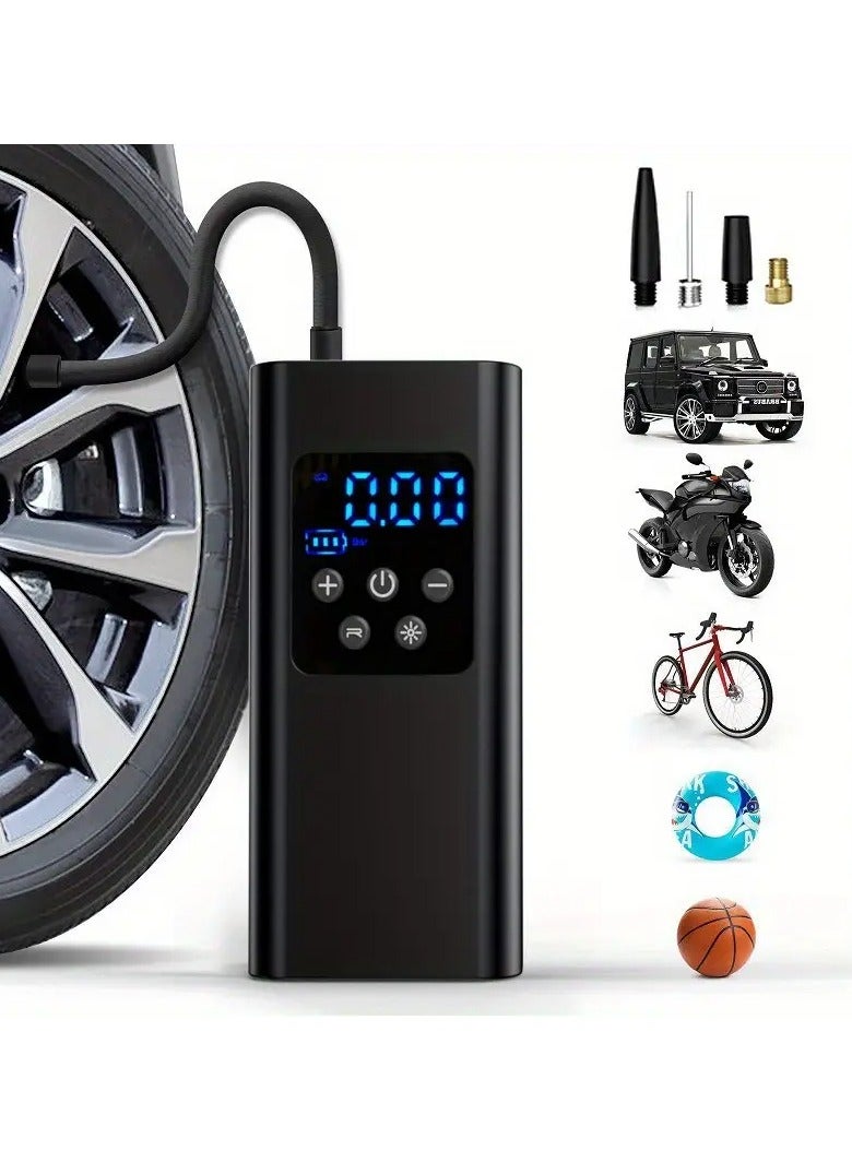 منفخ إطارات لاسلكي محمول – كمبريسور هواء بشاشة رقمية وإضاءة LED  - Image 1