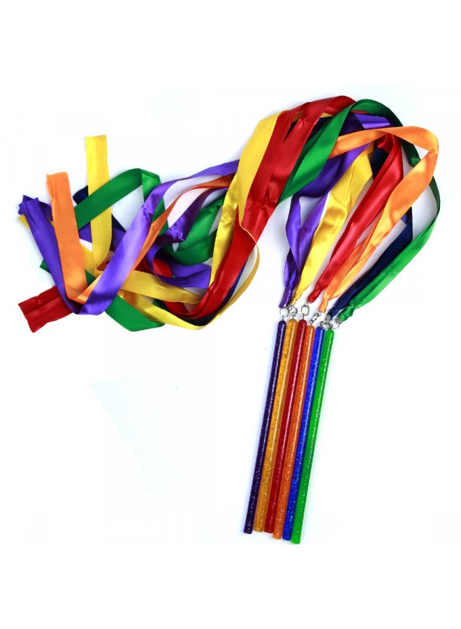 GSI GSI Multicolor Sparkling Gymnastic Ribbon Wands [6 Pack] with 9 inch Stick and 1 Meter Ribbon for Gym, Training, Circus, Dance, Baton Twirling, Dancing Streamers (Pack of 6) - Image 2
