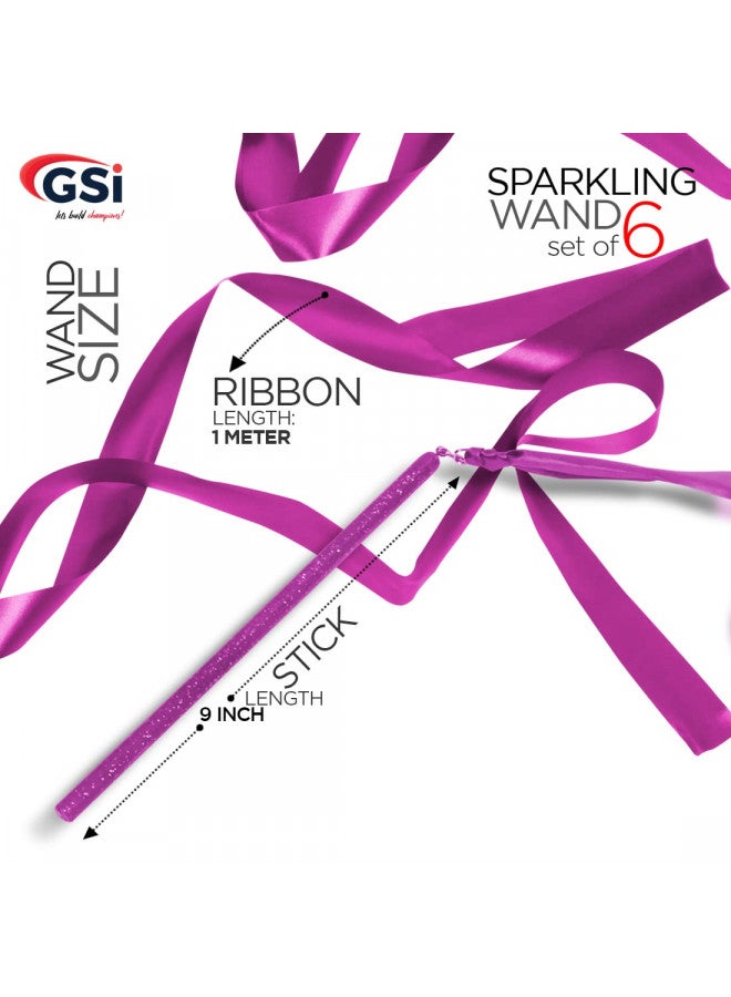 GSI GSI Multicolor Sparkling Gymnastic Ribbon Wands [6 Pack] with 9 inch Stick and 1 Meter Ribbon for Gym, Training, Circus, Dance, Baton Twirling, Dancing Streamers (Pack of 6) - Image 4