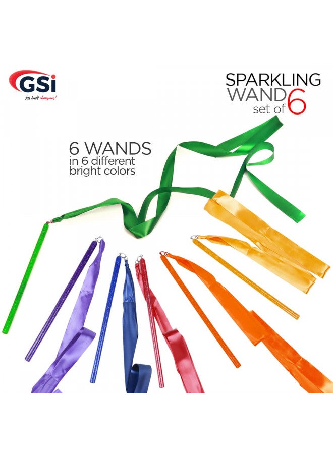 GSI GSI Multicolor Sparkling Gymnastic Ribbon Wands [6 Pack] with 9 inch Stick and 1 Meter Ribbon for Gym, Training, Circus, Dance, Baton Twirling, Dancing Streamers (Pack of 6) - Image 5