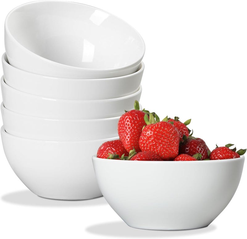 ONEMORE White Ceramic Bowls Set of 6 24 oz Soup and Cereal Bowl Microwave  Dishwasher Safe Porcelain Dinner Bowls Individual Salad Serving Bowl Deep Interior ScratchResistance Stackable - Image 1