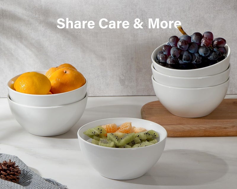 ONEMORE White Ceramic Bowls Set of 6 24 oz Soup and Cereal Bowl Microwave  Dishwasher Safe Porcelain Dinner Bowls Individual Salad Serving Bowl Deep Interior ScratchResistance Stackable - Image 3