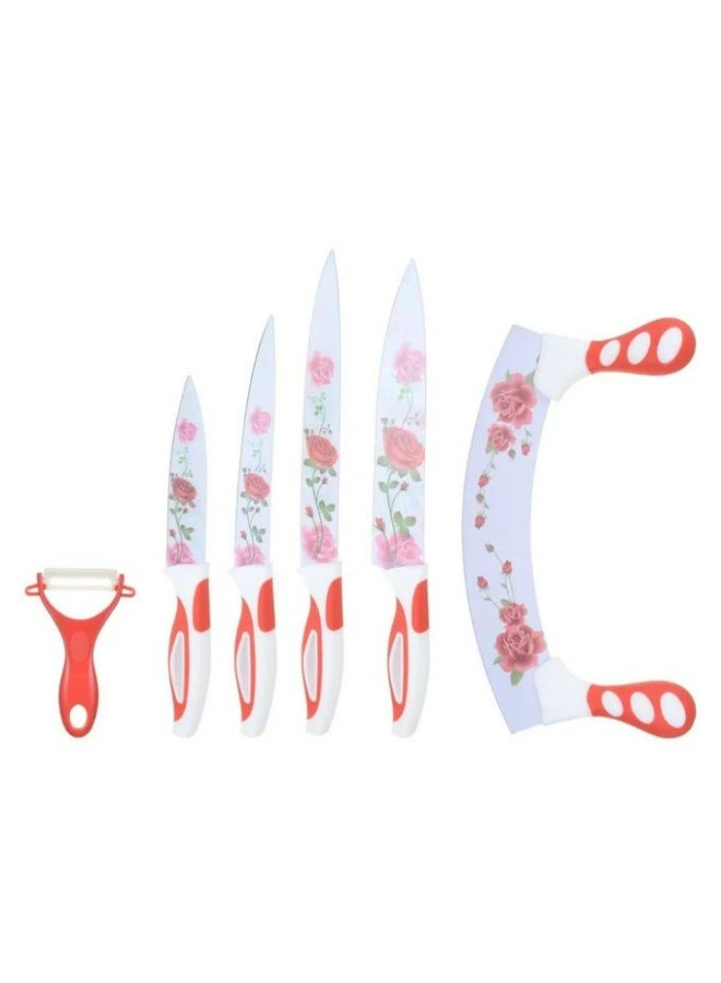 Knife set - 6 Pieces - Red - Image 1