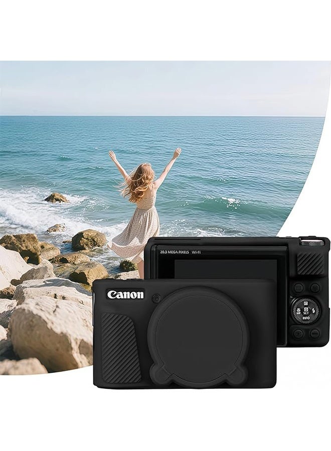 Camera Case for Canon PowerShot SX740/ SX730 Digital Camera,Soft Silicone Protective Bag Removable Lens Cover,Anti-Scratch Slim Fit Lightweight Protective Case(Black) - Image 3
