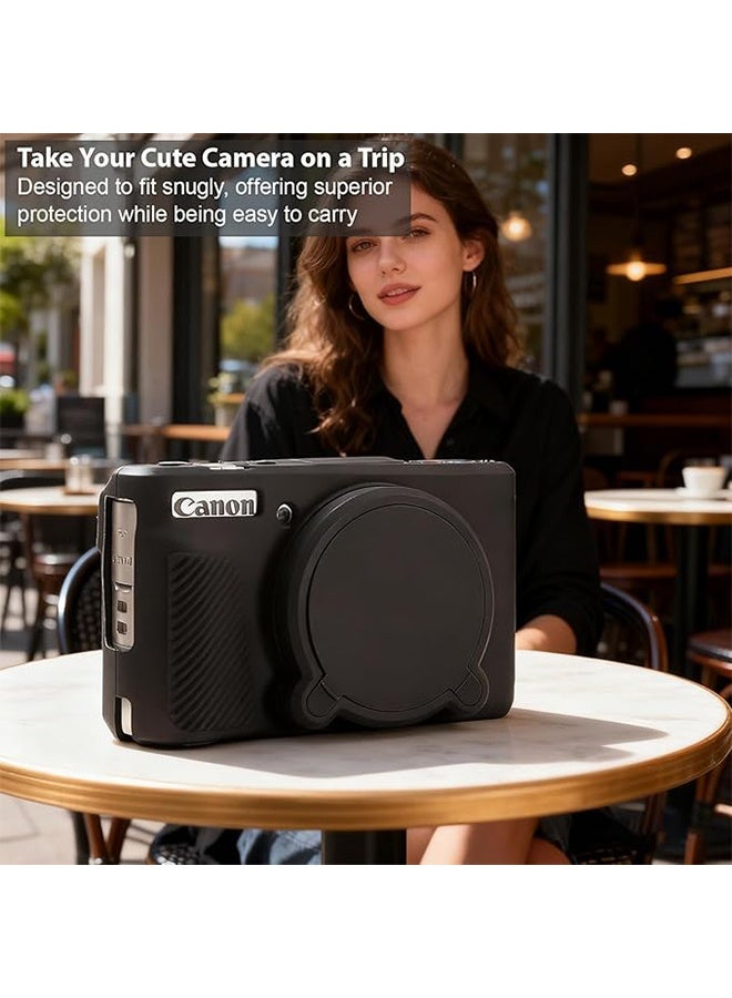 Camera Case for Canon PowerShot SX740/ SX730 Digital Camera,Soft Silicone Protective Bag Removable Lens Cover,Anti-Scratch Slim Fit Lightweight Protective Case(Black) - Image 2