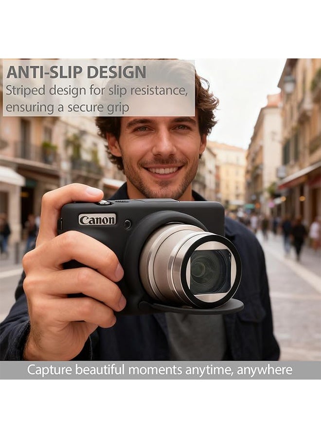 Camera Case for Canon PowerShot SX740/ SX730 Digital Camera,Soft Silicone Protective Bag Removable Lens Cover,Anti-Scratch Slim Fit Lightweight Protective Case(Black) - Image 4