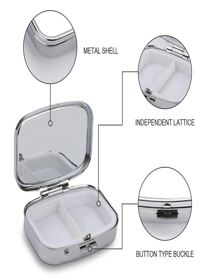 Metal 2 Compartment Pill Organizer Travel Friendly Portable Compact Pill Box Cute Pill Case,for Pocket Wallets Daily Portable Medicine Vitamin Tablet Storage (Golden Bees) - Image 3
