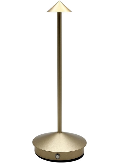 Cordless Rechargeable LED Table Lamp - 3-Color Dimmable Touch Light with 1200mAh Battery for Indoor and Outdoor Use - 30x10.4x10.4 cm - Gold