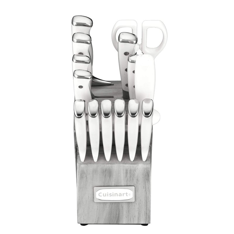 Cuisinart Cuisinart 15-Piece Knife Set with Block, High Carbon Stainless Steel, Forged Triple Rivet, White/Gray C77WTR-15PG  - Image 3