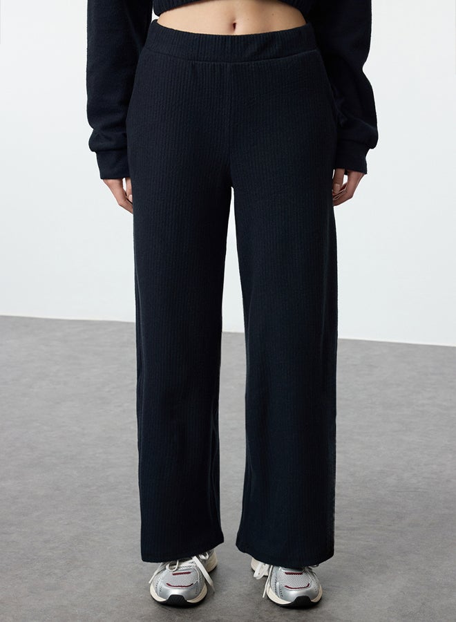 trendyol Wide Leg/Relaxed Fit Ribbed Knitted Sweatpants TWOAW23EA00065 - Image 4