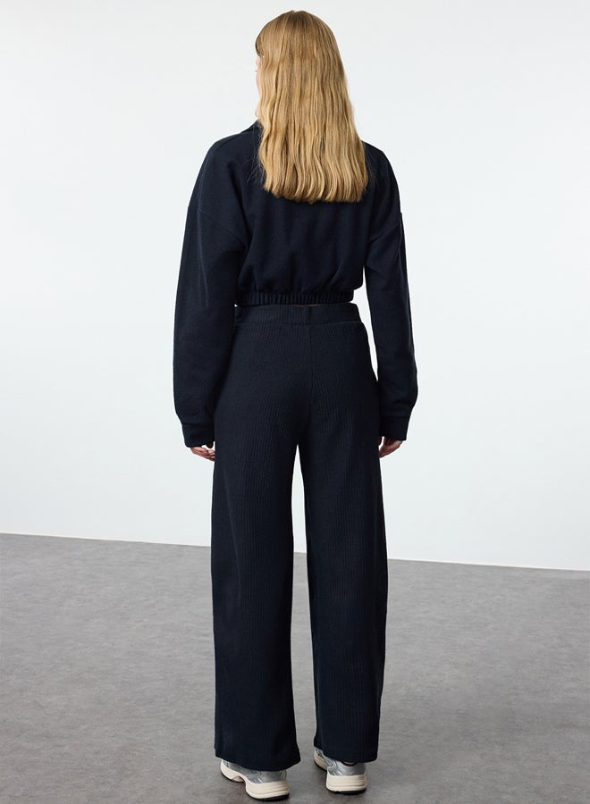 trendyol Wide Leg/Relaxed Fit Ribbed Knitted Sweatpants TWOAW23EA00065 - Image 5