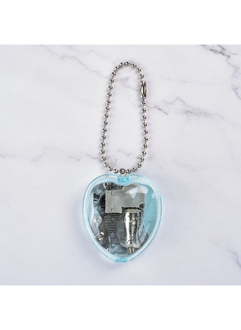 Korean Creative Heart Music Box Keychain Light blue 