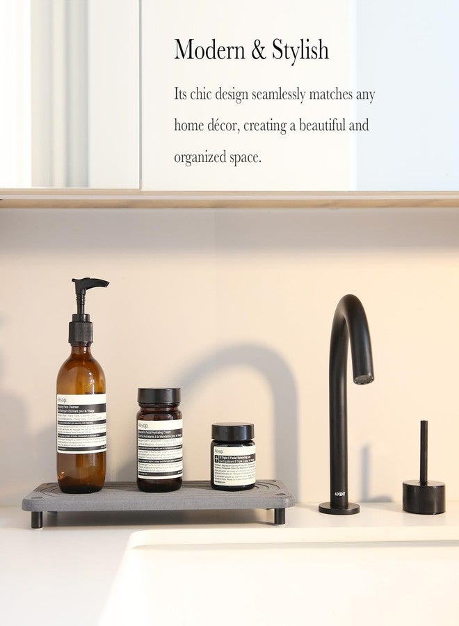 RIOMZY Instant Dry Sink Caddy Kitchen Sink Organizer, Water Absorbing Stone Sponge Holder for Kitchen and Bathroom Countertop (with Black Stainless Steel Legs, Gray) - Image 2