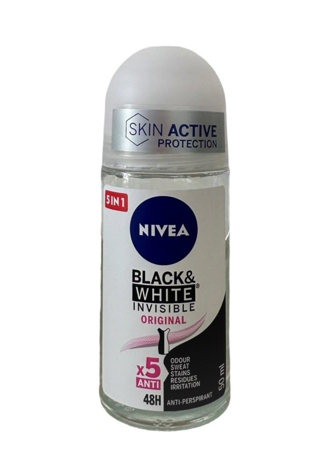 Nivea 50ml Invisible Black And White Clear Roll On Anti Perspirant Deodorant original 1 Count - Image 1