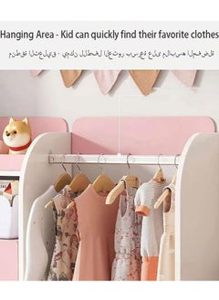 GoldenLike Kids Wardrobe,Childrens Closet Organizers,Wooden Children Clothes Closet Costume Organizer,Kids Armoire Children Clothes Cabinet Clothing Storage Rack with Hanging and 5 Drawers(YN011-White)  - Image 5